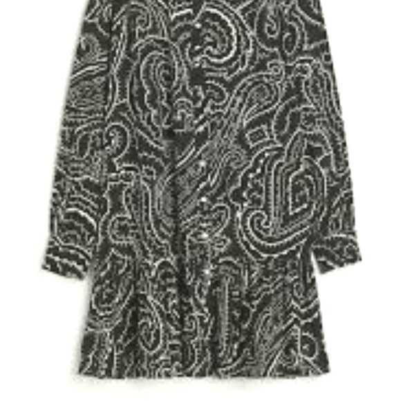 H&M Long-Sleeved Button-Down Paisley Shirt Dress - SMALL - NWT - Picture 3 of 10